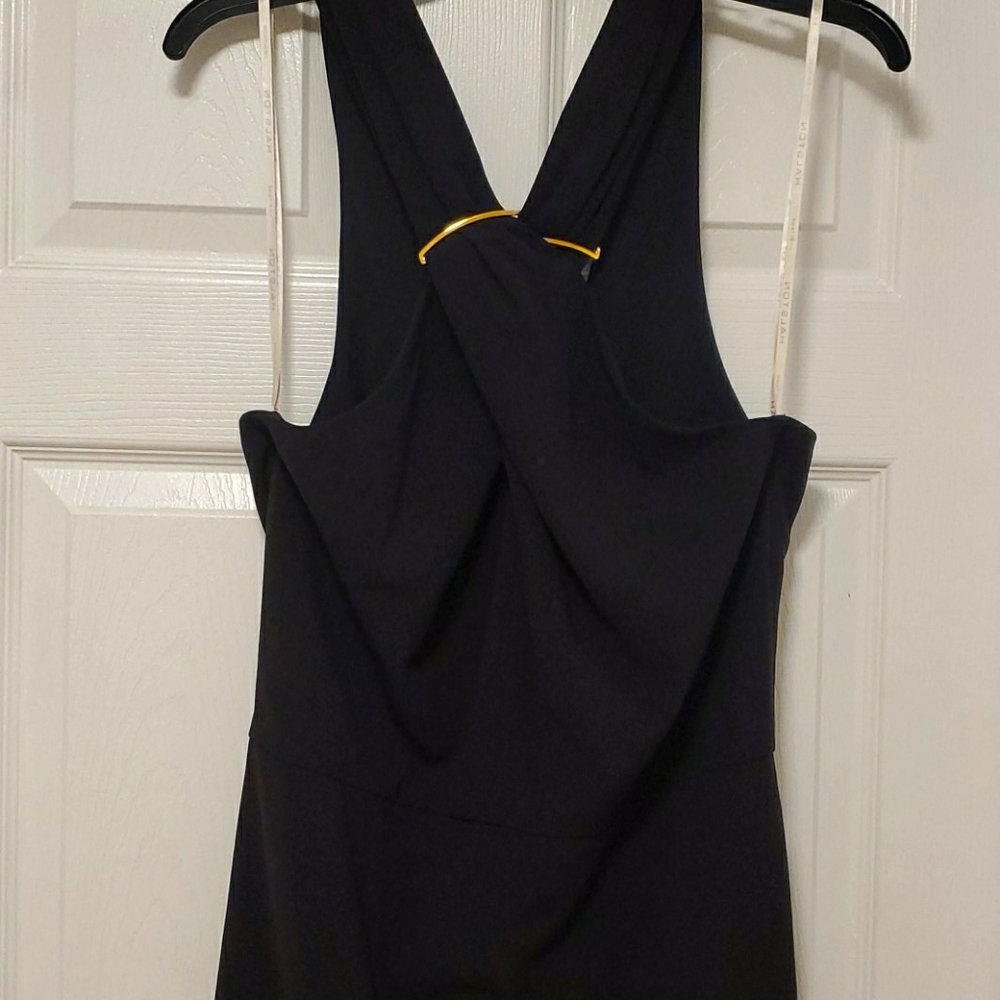 Halston Heritage mini dress with gold detail 8